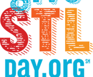 bold shadowed letters that read giveSTLday.org
